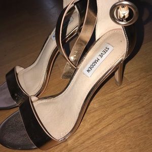 STEVE MADDEN ANKLE STRAP HEELS (ROSE GOLD) SZ 9.5